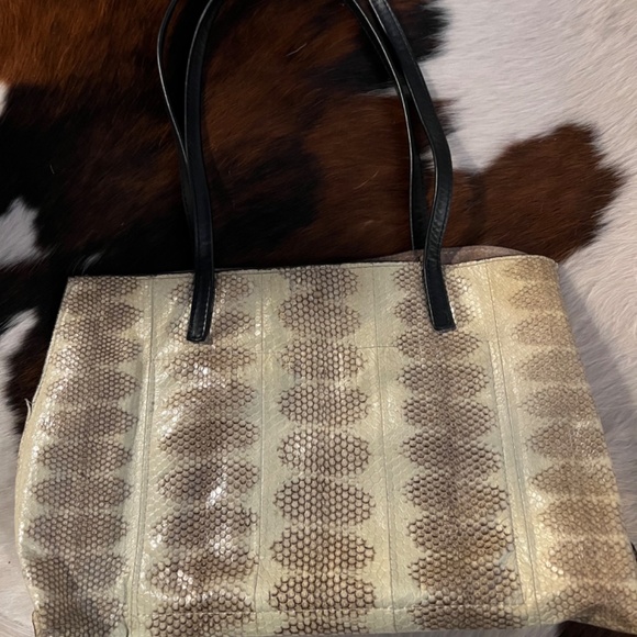 BMay Bags Embossed Python Soft Leather Essential Tote Purse Handbag - Picture 4 of 13